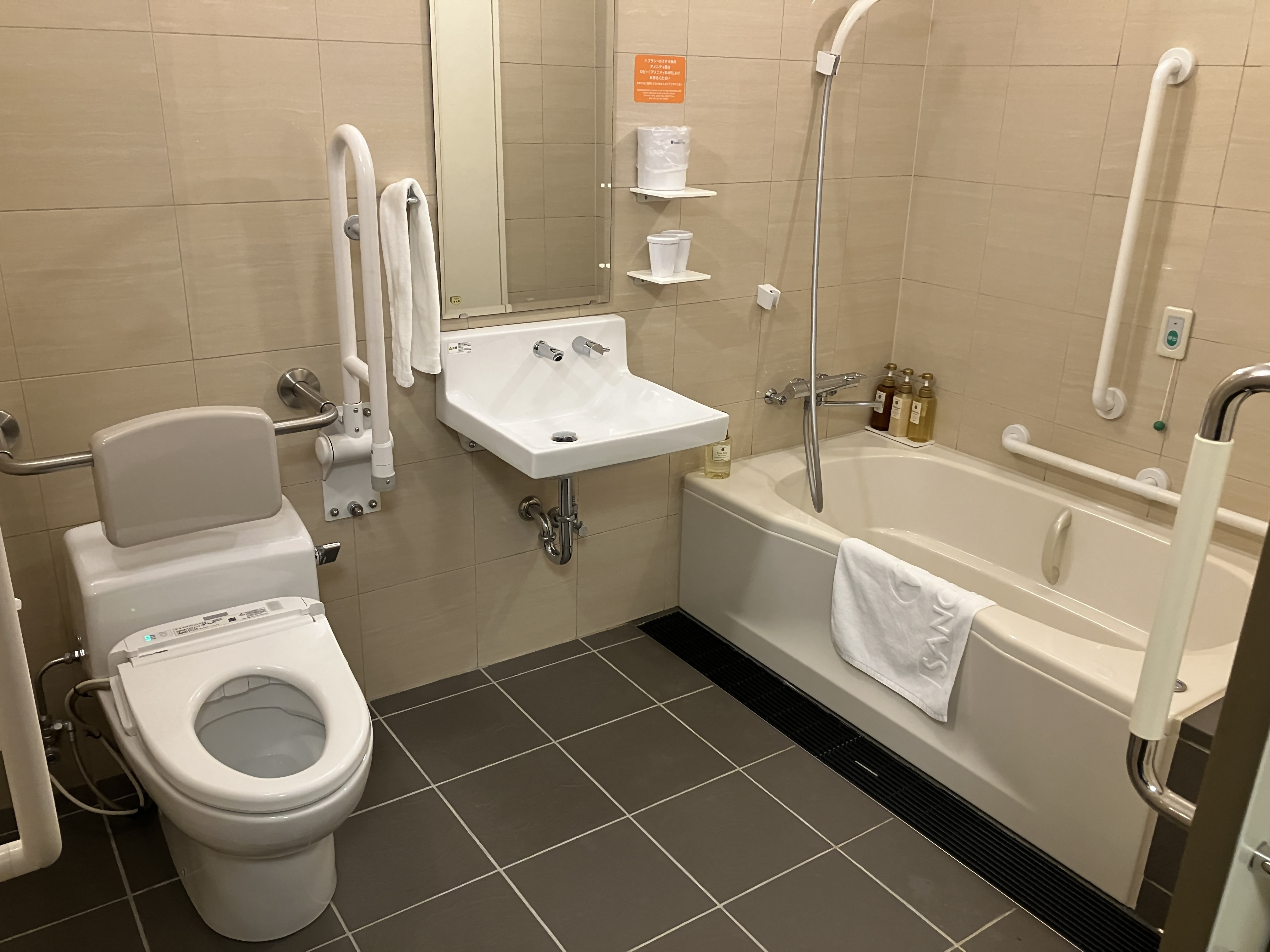 Photo of the washbasin in an accessible room bathroom