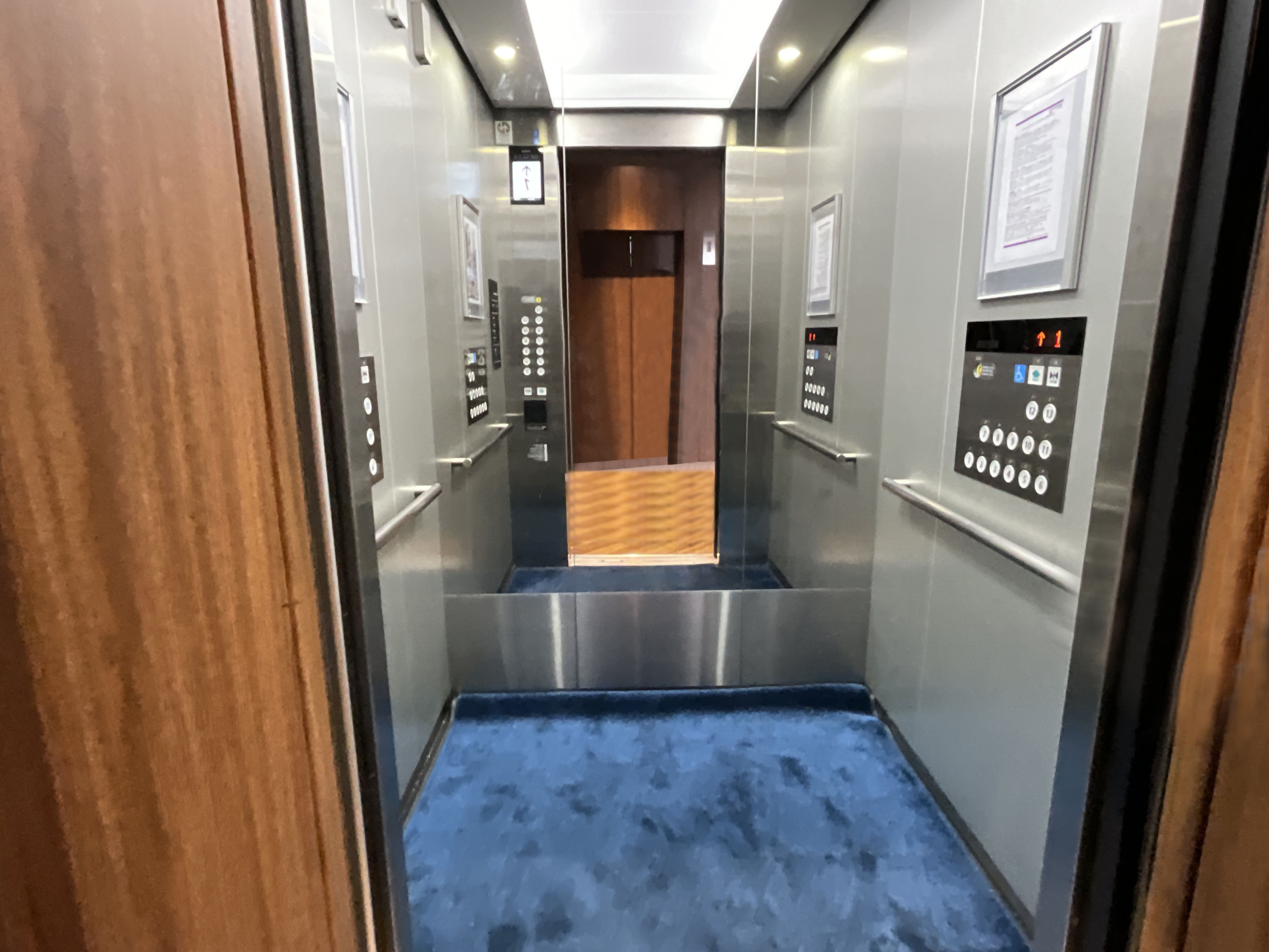 Photo of the interior of the wheelchair accessible elevator 