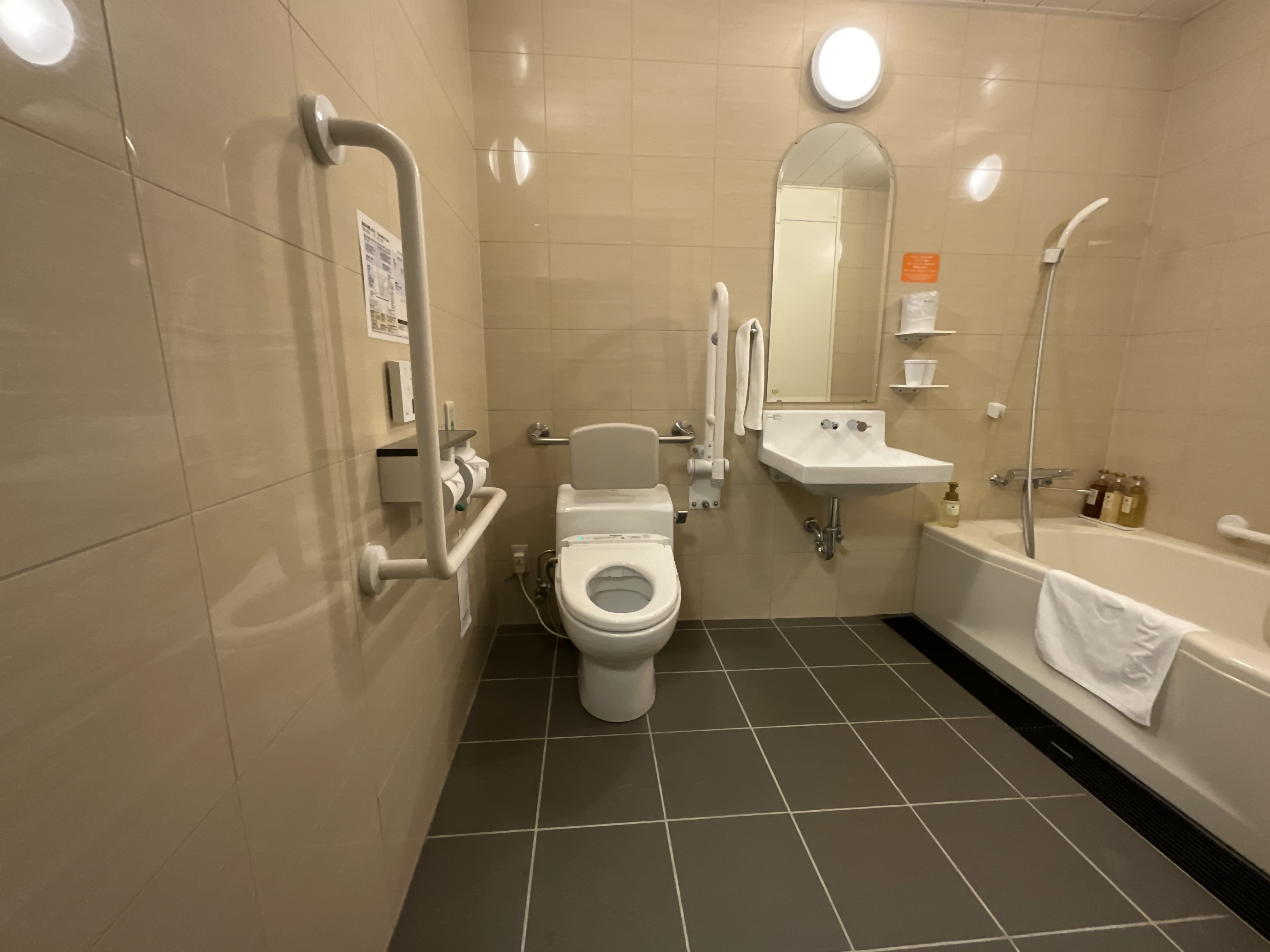 Photo of the toilet in an accessible room&#039;s bathroom